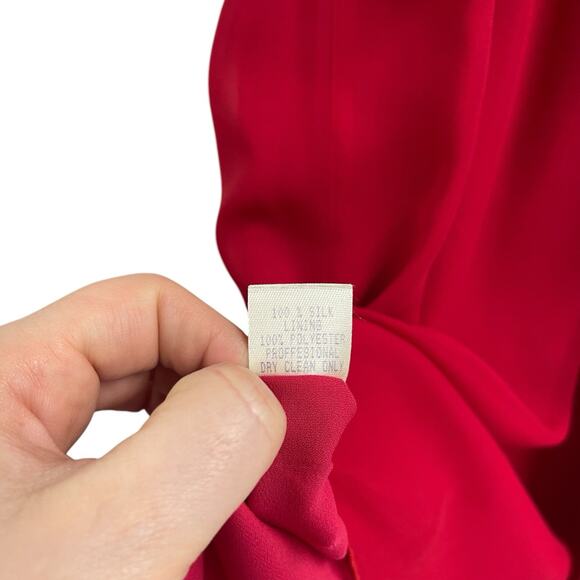 Andrea Polizzi For Rex Lester Red Silk Dress Size 8 Sleeveless USA Vintage - Picture 10 of 10